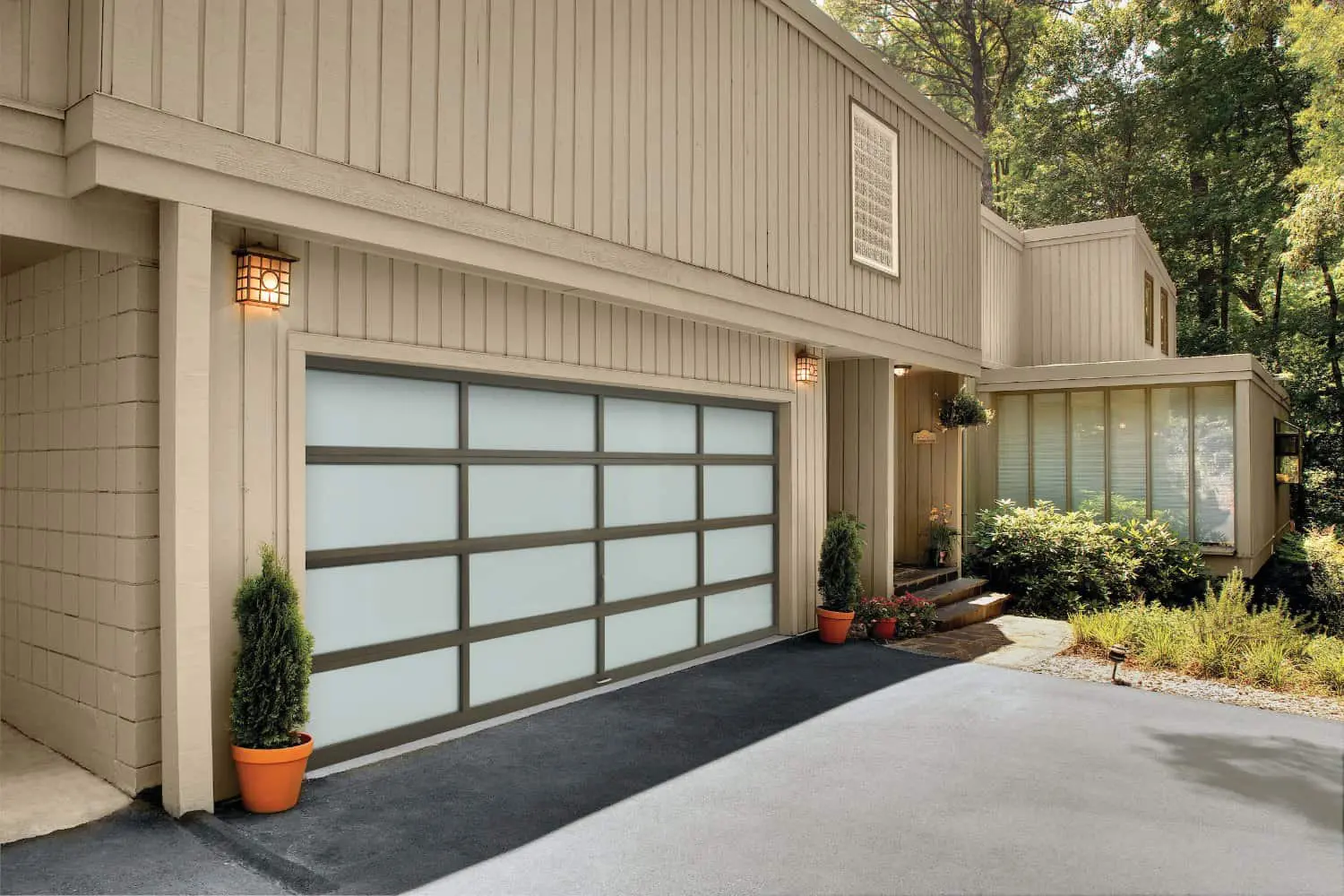 frosted glass garage door