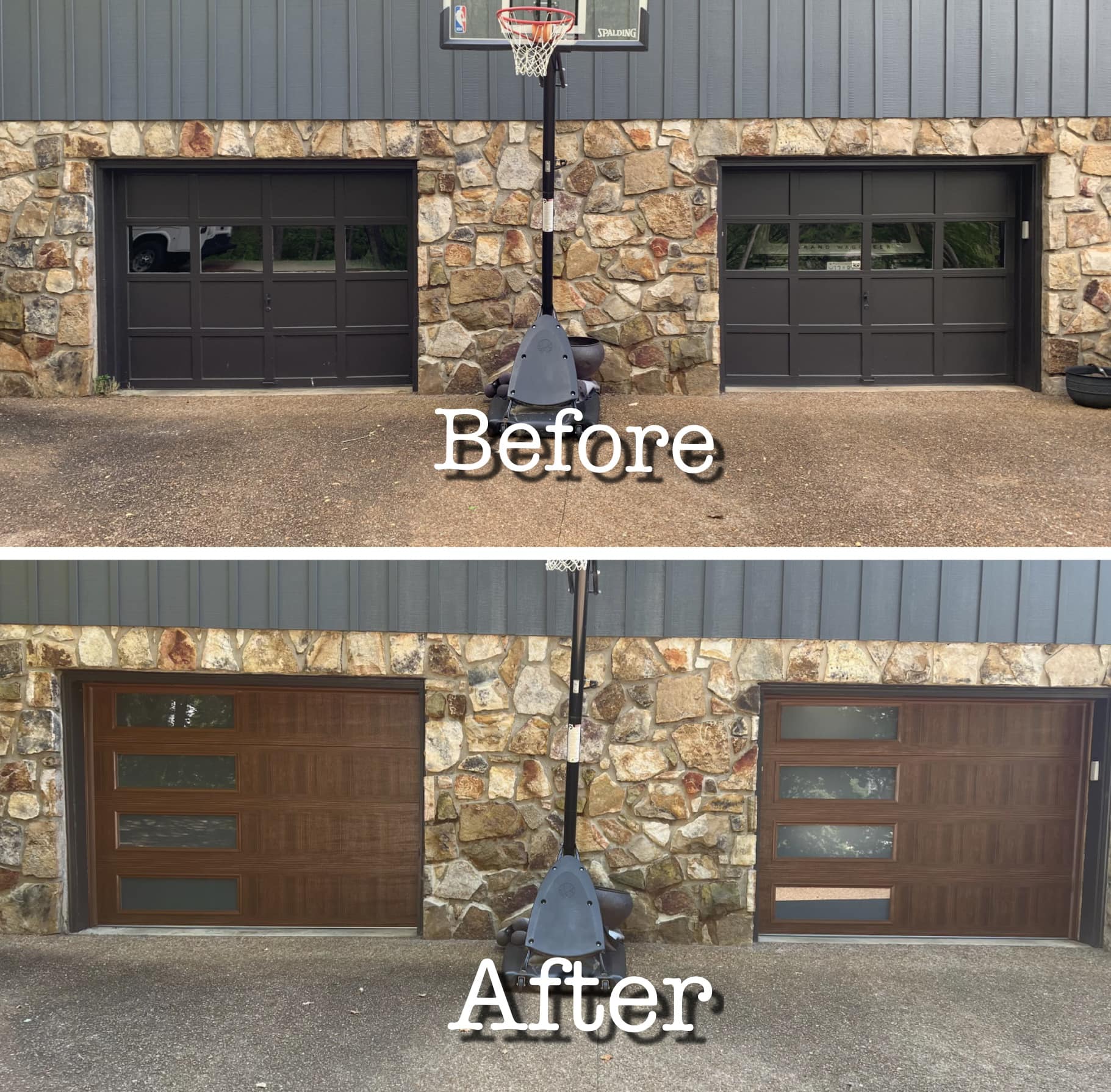 before & after overhead door replacement