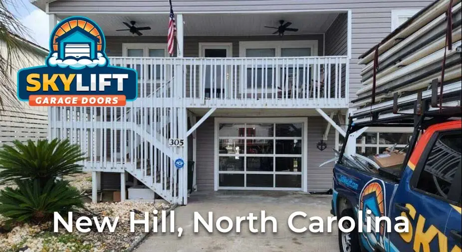 New Hill, NC - glass garage door