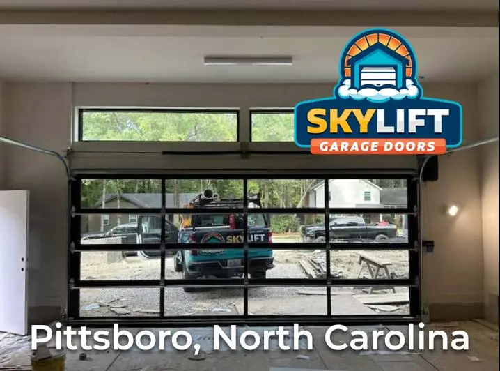 Pittsboro, NC - glass garage door inside view