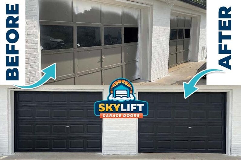 Old Double Bay Garage Doors Replaced – Oak Ridge, TN