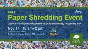 Skylift Garage Doors Proudly Sponsors Wake Forest Fall Paper Shredding Event