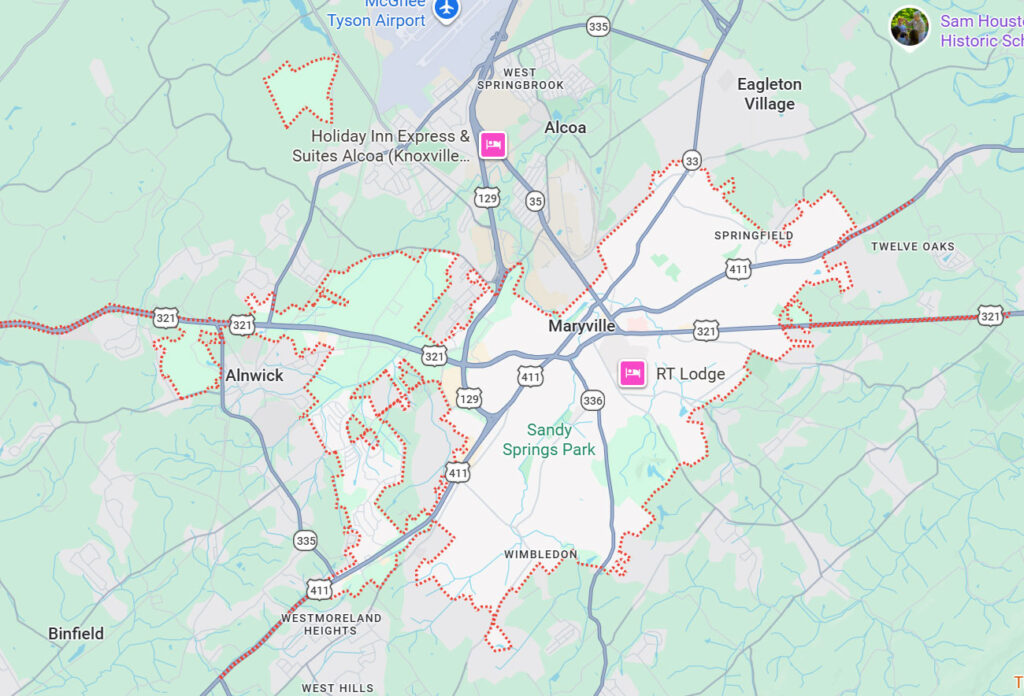 Map of Maryville, TN