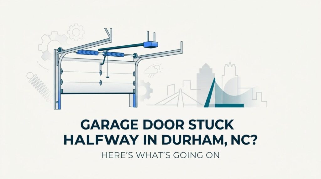garage door stuck halfway in durham NC
