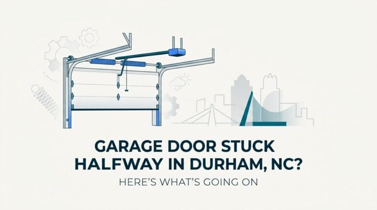 garage door stuck halfway in durham NC